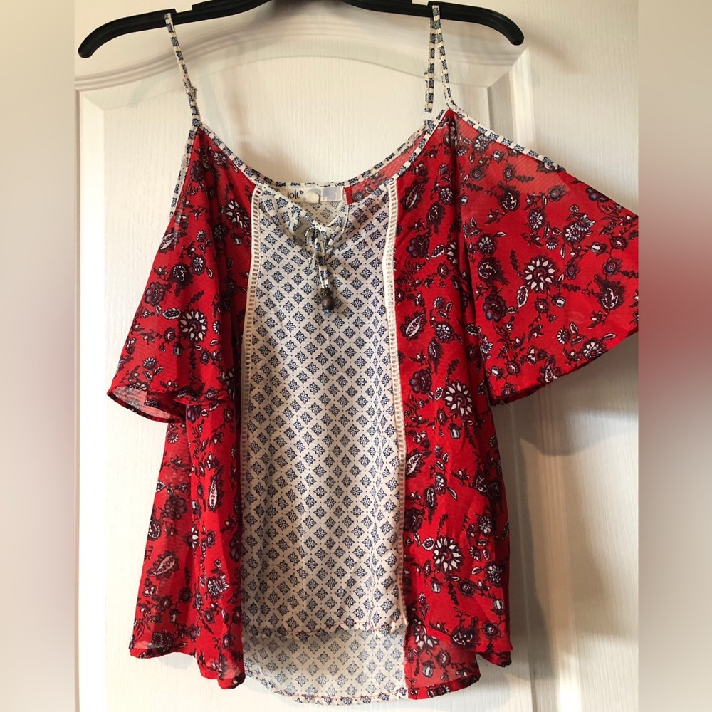 Red Floral Jolt Blouse